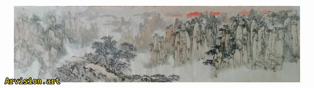 Pintura de paisaje con tinta china